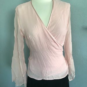 Pink Silk Cross Front Blouse